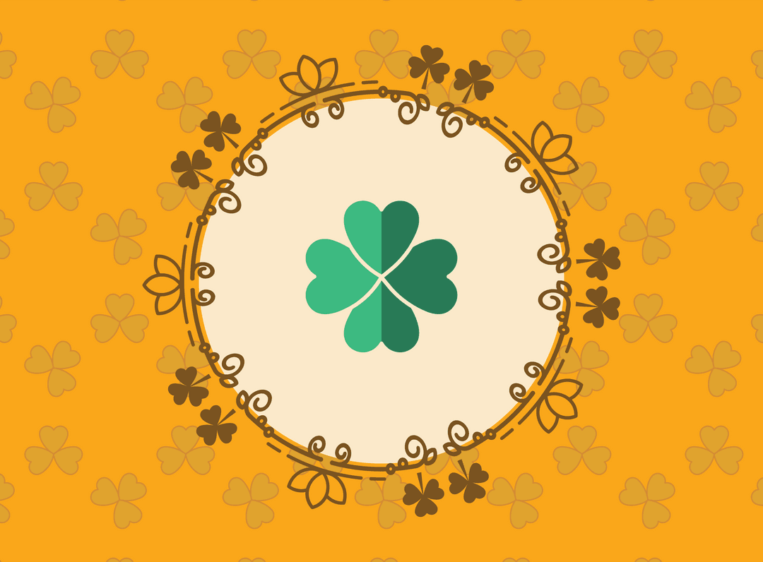 Four-Leaf Clover on Yellow Card with Transparent Circle