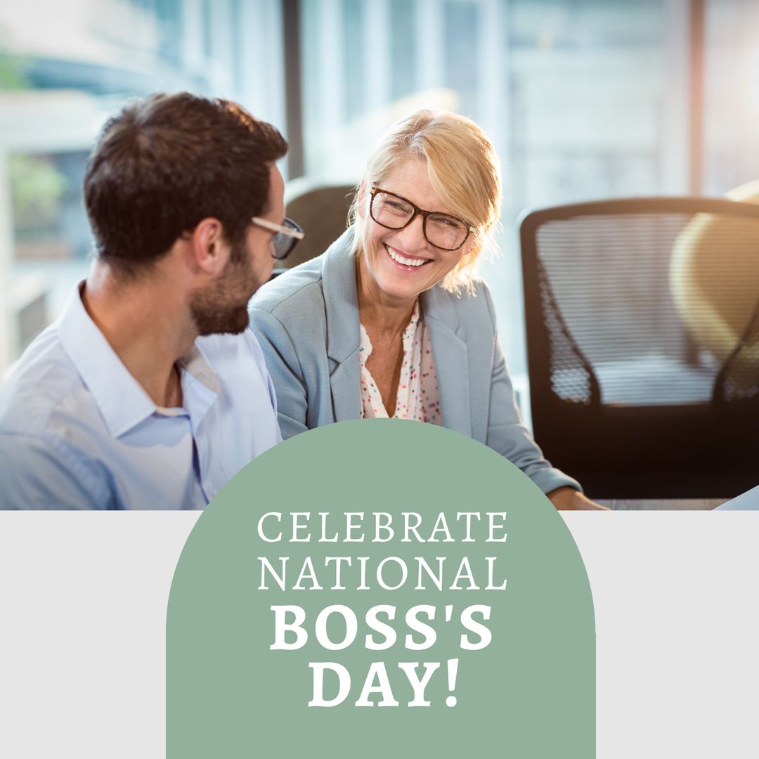 Celebrating National Boss's Day with Happy Colleagues in Office