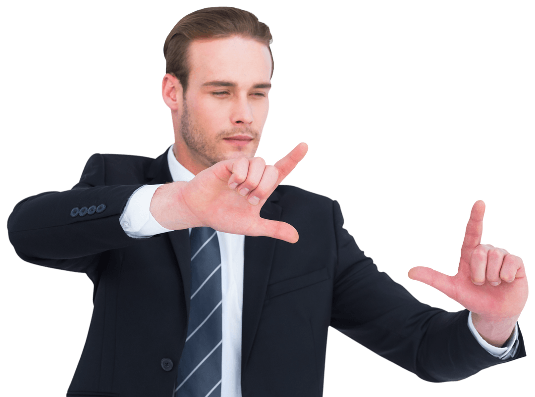 Transparent Businessman Pointing Fingers in Direction Strategy