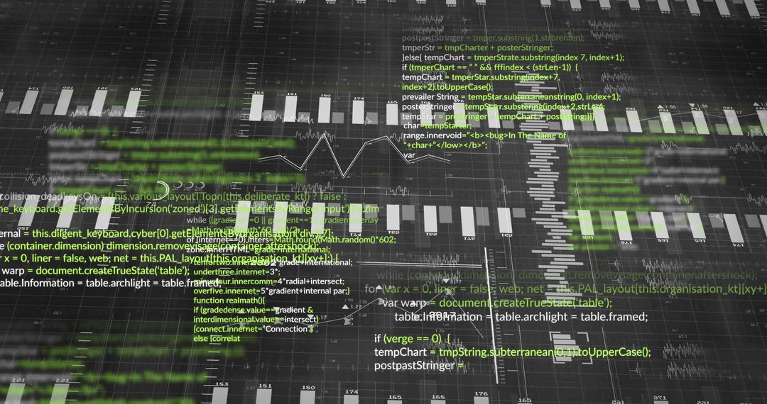 Futuristic Data Dashboard: Code, Charts, and Analytics Visualization