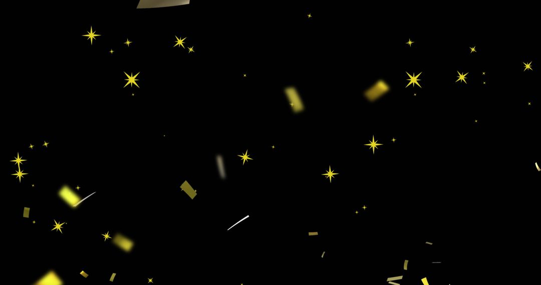 Confetti and Stars on Dark Background for Celebration