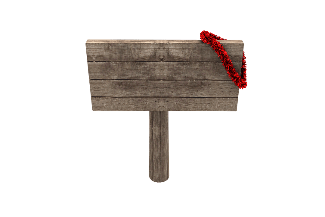Transparent Wooden Sign with Red Garland Decoration