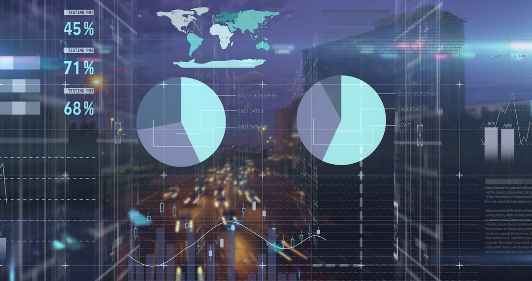 Digital Analytics Dashboard Interface Over City