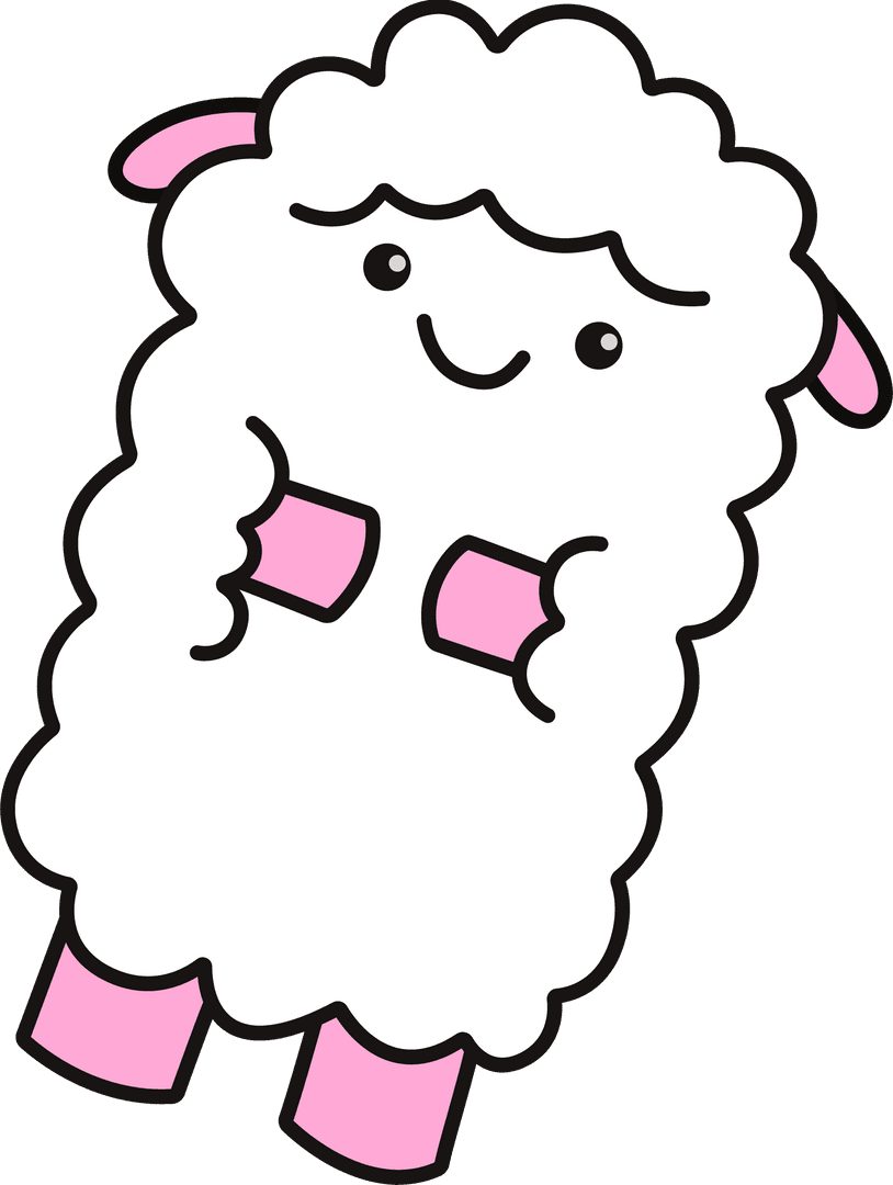 Cute Floating Cartoon Sheep on Transparent Background