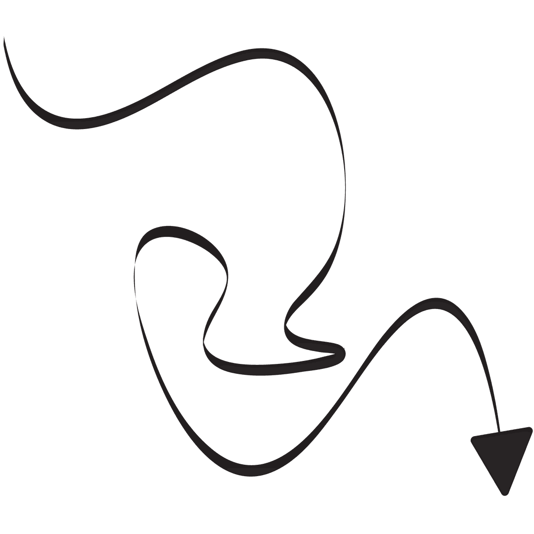 Swirling Black Arrow on Transparent Background Illustration