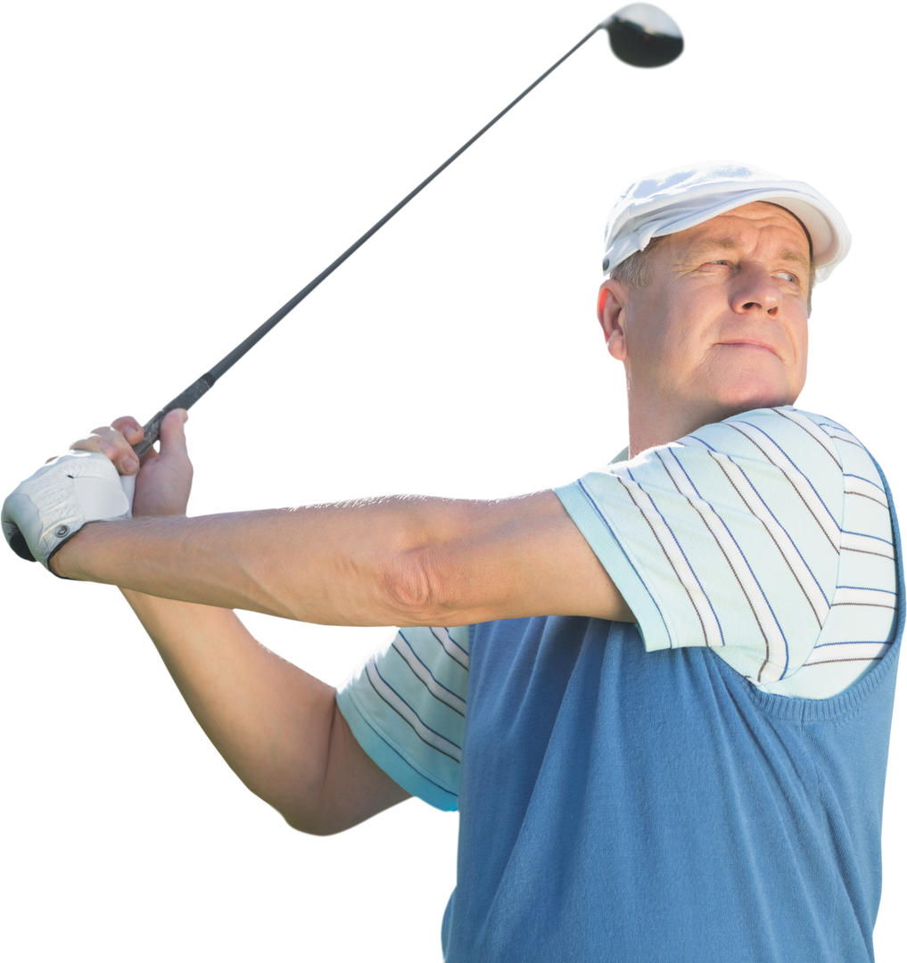 Caucasian Male Golf Player Swinging Club on Transparent Background - Download Free Stock Images Pikwizard.com