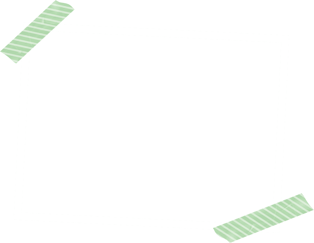 Minimalist White Frame with Green Striped Tape on Transparent