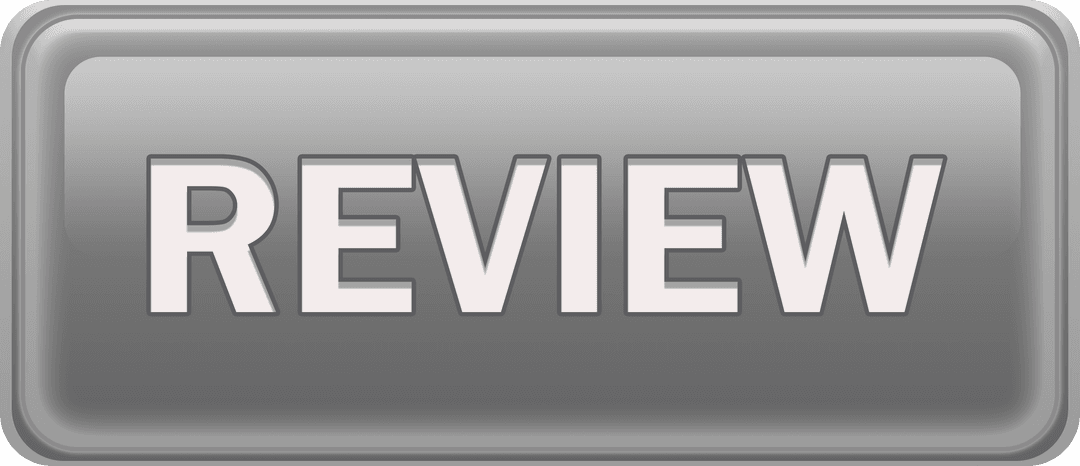Grey review button banner on transparent background vector