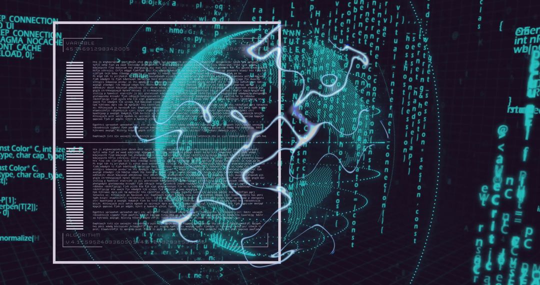 Digital Globe Overlaid with Complex Data Streams