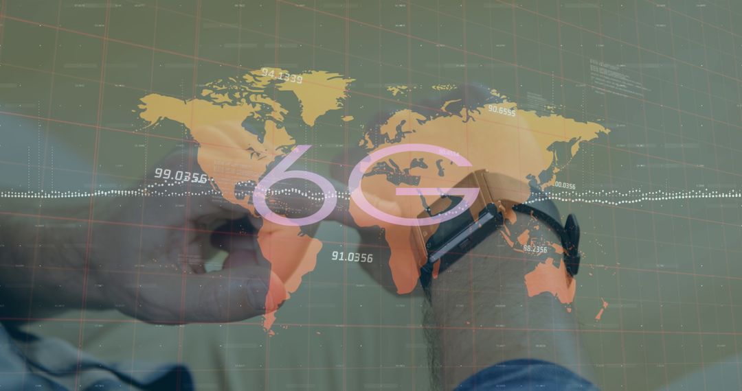 6G Technology Concept with Global Digital Interface Overlay