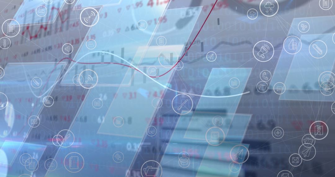 Digital Interface with Data Connections and Icons