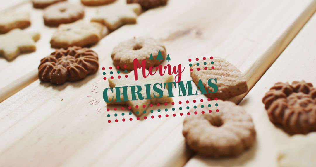 Festive Christmas Greeting with Homemade Cookies and Rustic Ambience
