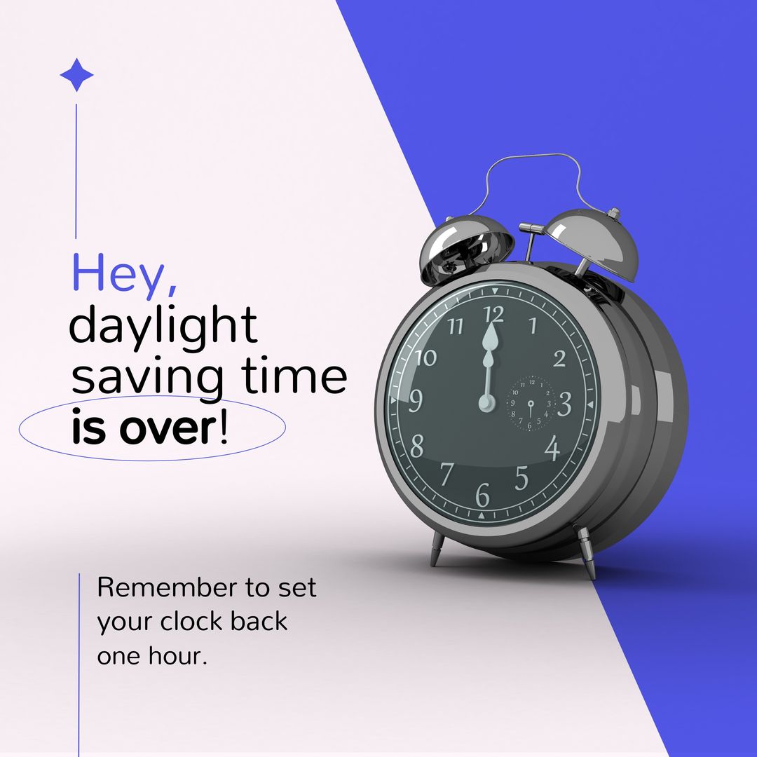 Daylight Saving Time Ending Reminder with Vintage Clock on Modern Graphic Background - Download Free Stock Templates Pikwizard.com