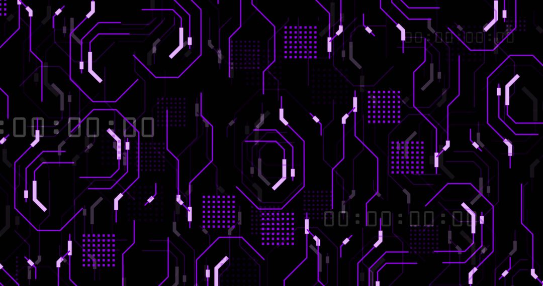 Abstract Digital Circuit Background with Purple Accents