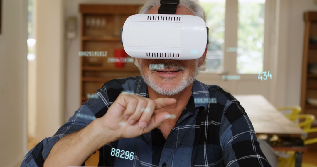 Elderly Man Experiencing Virtual Reality Technology
