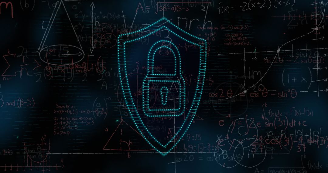 Digital Security Concept with Mathematical Formulas Background