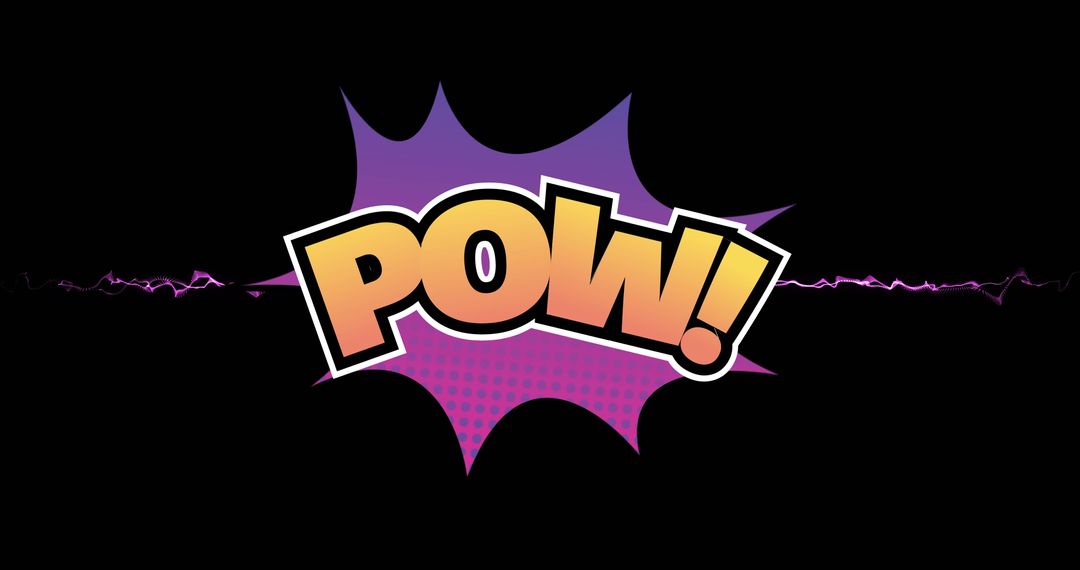 Dynamic Comic Book Style POW Text with Purple Blast