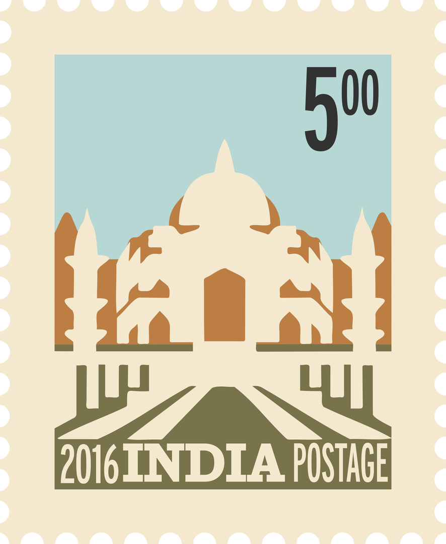 Transparent PNG Postage Stamp of India View with Decorative Outline - Download Free Stock Images Pikwizard.com