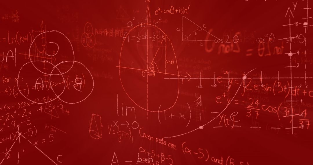 Abstract Mathematical Concepts on Red Background