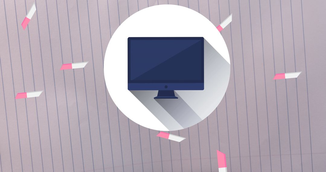 Modern Computer Icon Among Educational Elements Graphic