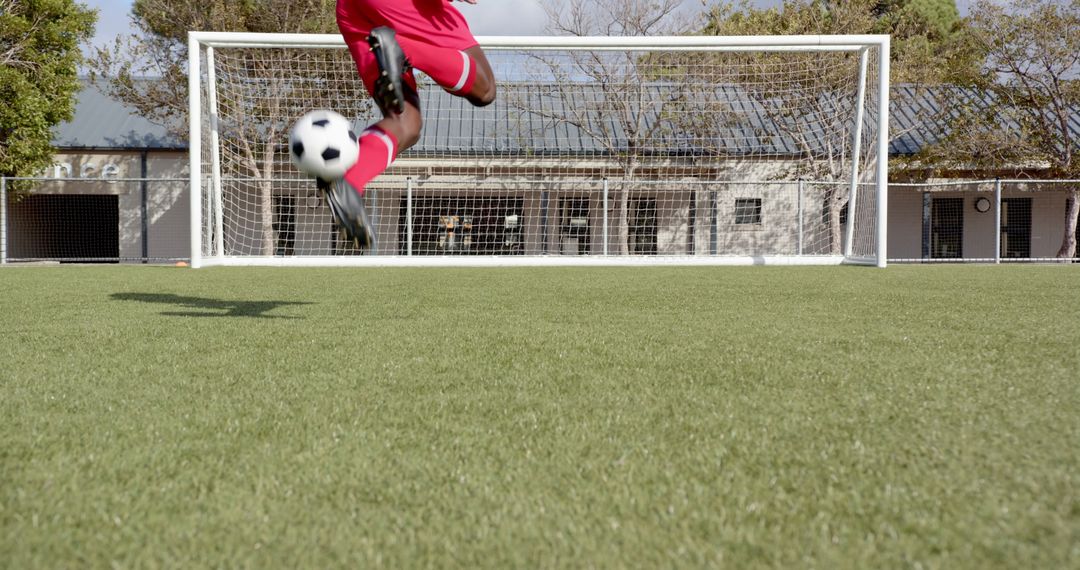 Dynamic Kick in Soccer Practice Scoring Intense Goal