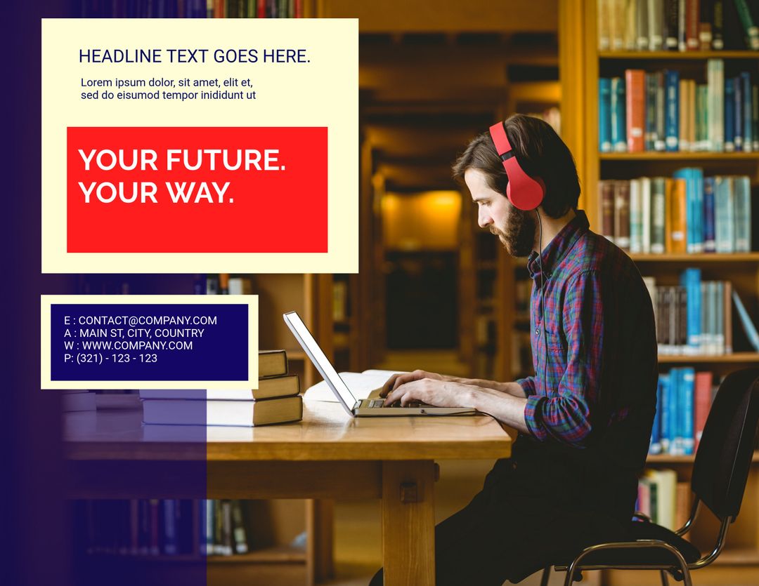 Focused Individual Using Technology in Peaceful Library