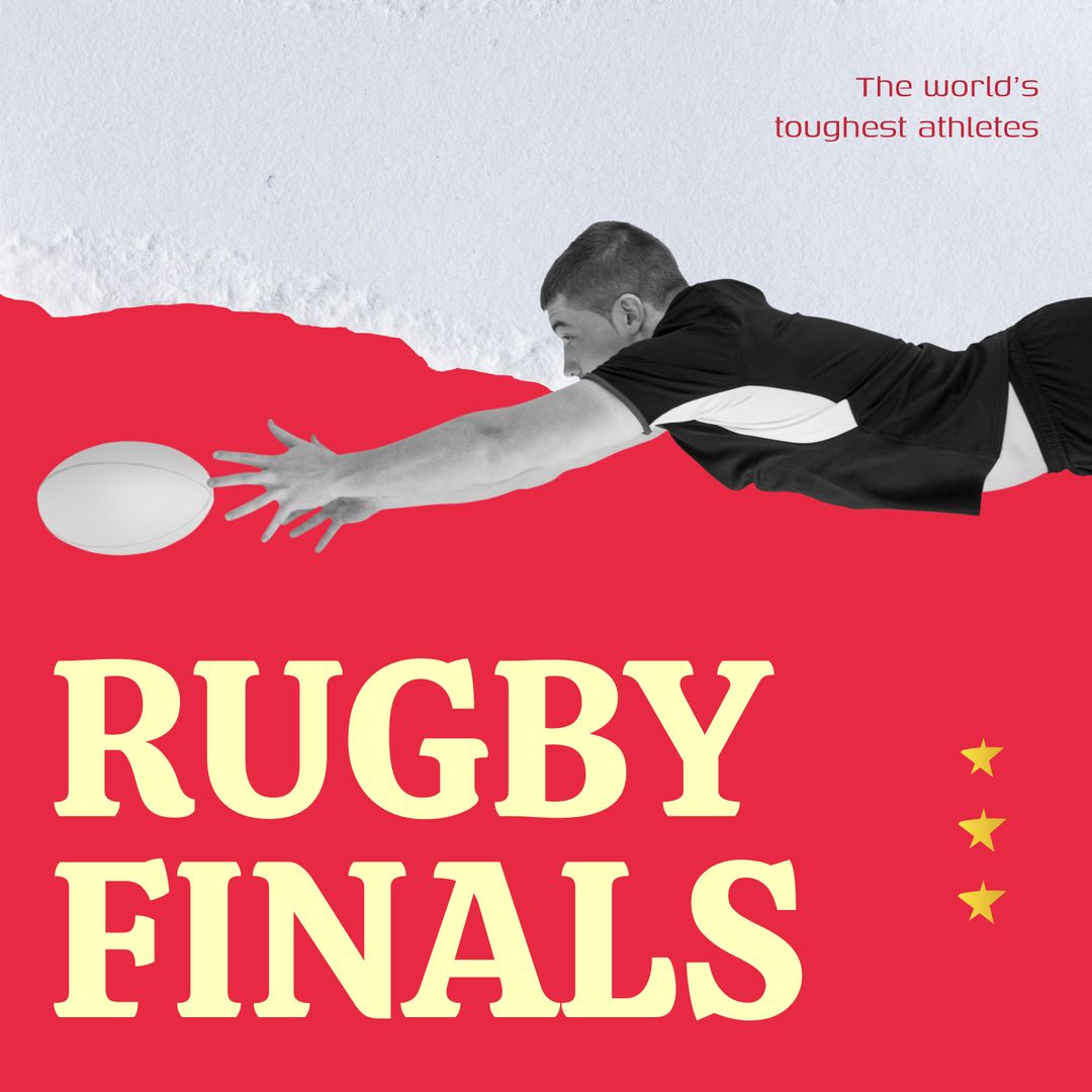 Rugby Finals Promotion with Player Reaching for Ball