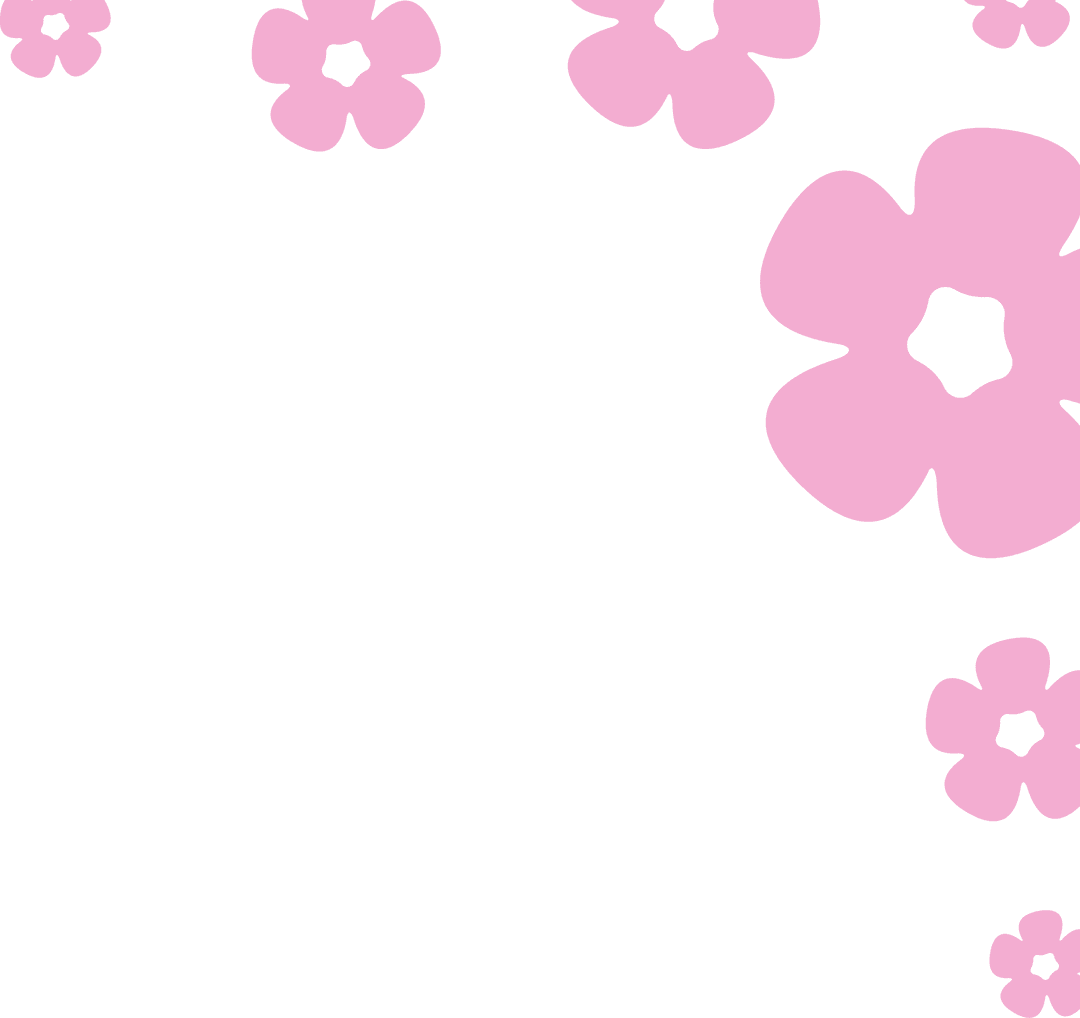 Transparent Background with Pink Cartoon Flowers and Copy Space
