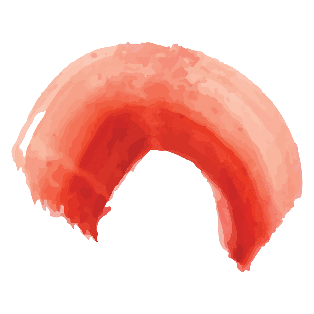 Abstract red crescent shape with transparent background
