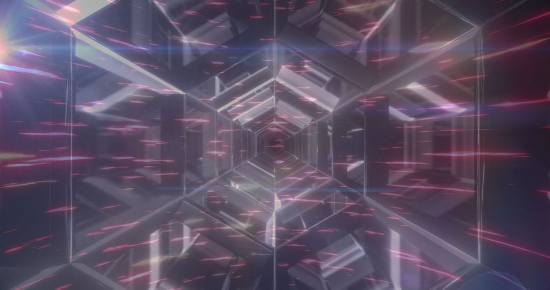 Futuristic Digital Tunnel with Bright Speeding Light Trails