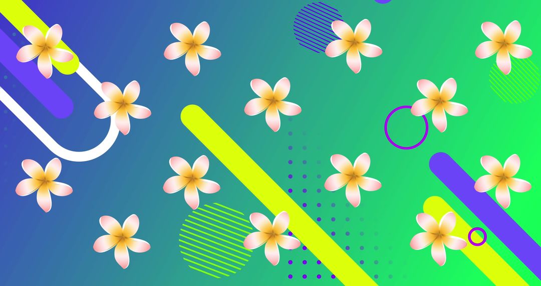 Tropical Floral Pattern with Abstract Geometric Elements