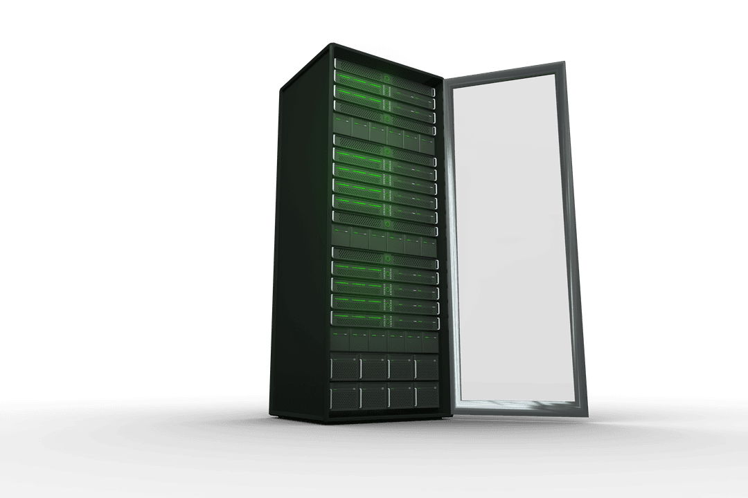 Transparent Background Digital Server Rack Illustration