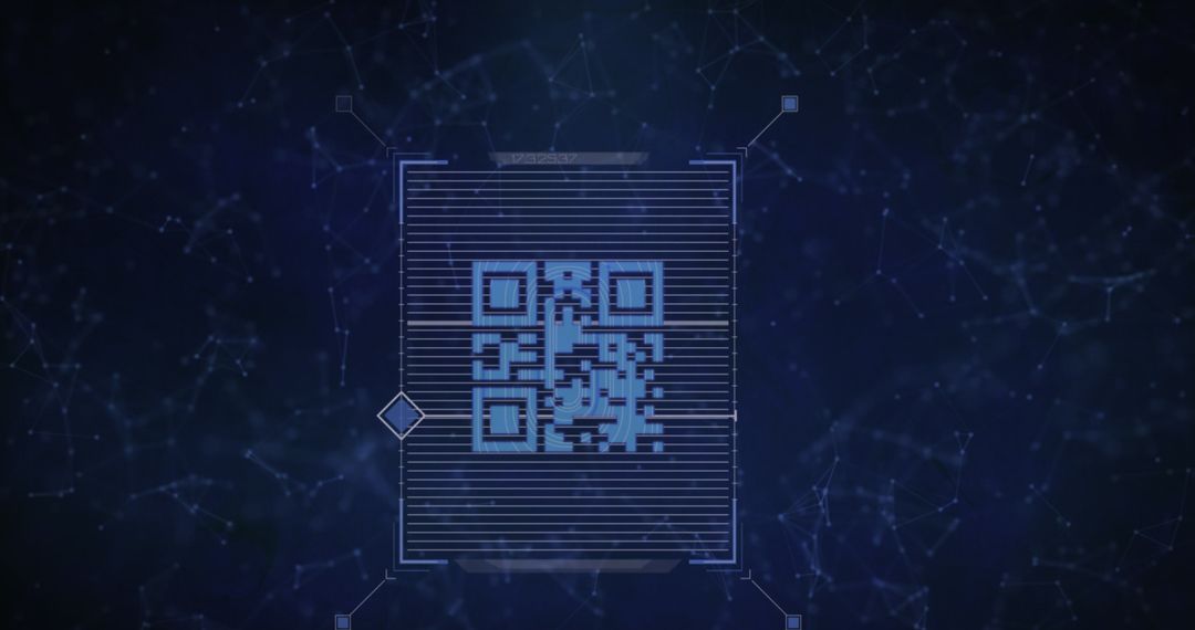 Digital QR Code on Tech Network Background
