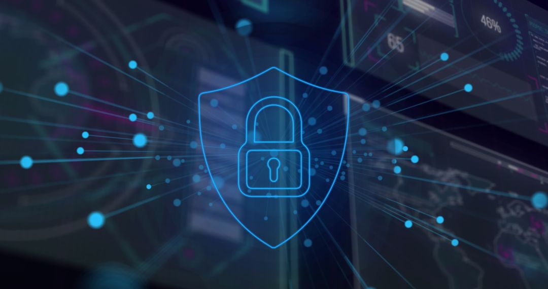 Cybersecurity Concept with Digital Lock and Data Connections