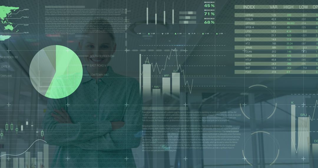 Futuristic Data Analytics Over Confident Businesswoman