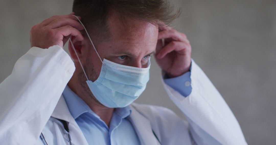 Doctor Adjusting Face Mask in Healthcare Setting - Free Images, Stock Photos and Pictures on Pikwizard.com