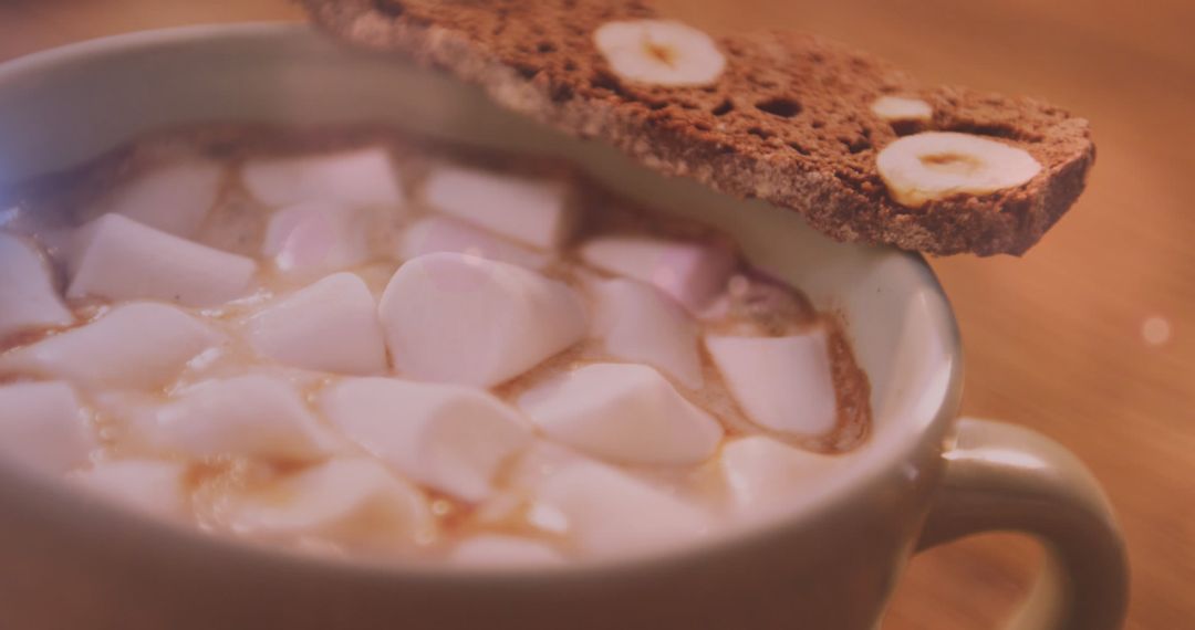Cozy Cup of Cocoa with Marshmallows and Biscotti