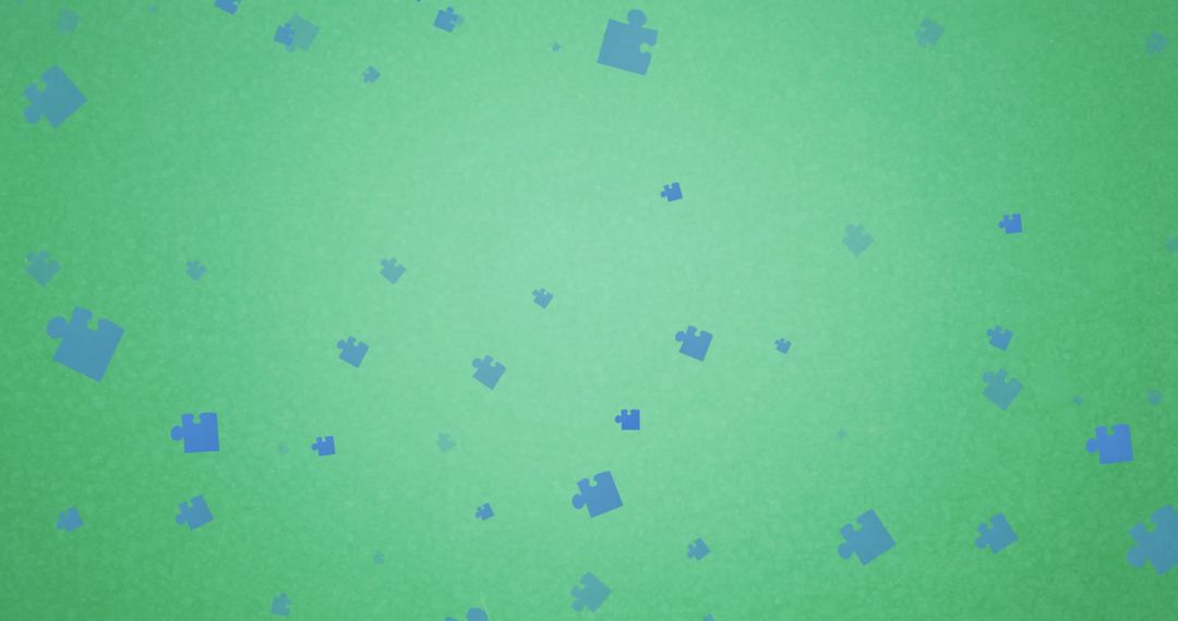 Blue Puzzle Pieces on Green Background with Question Marks