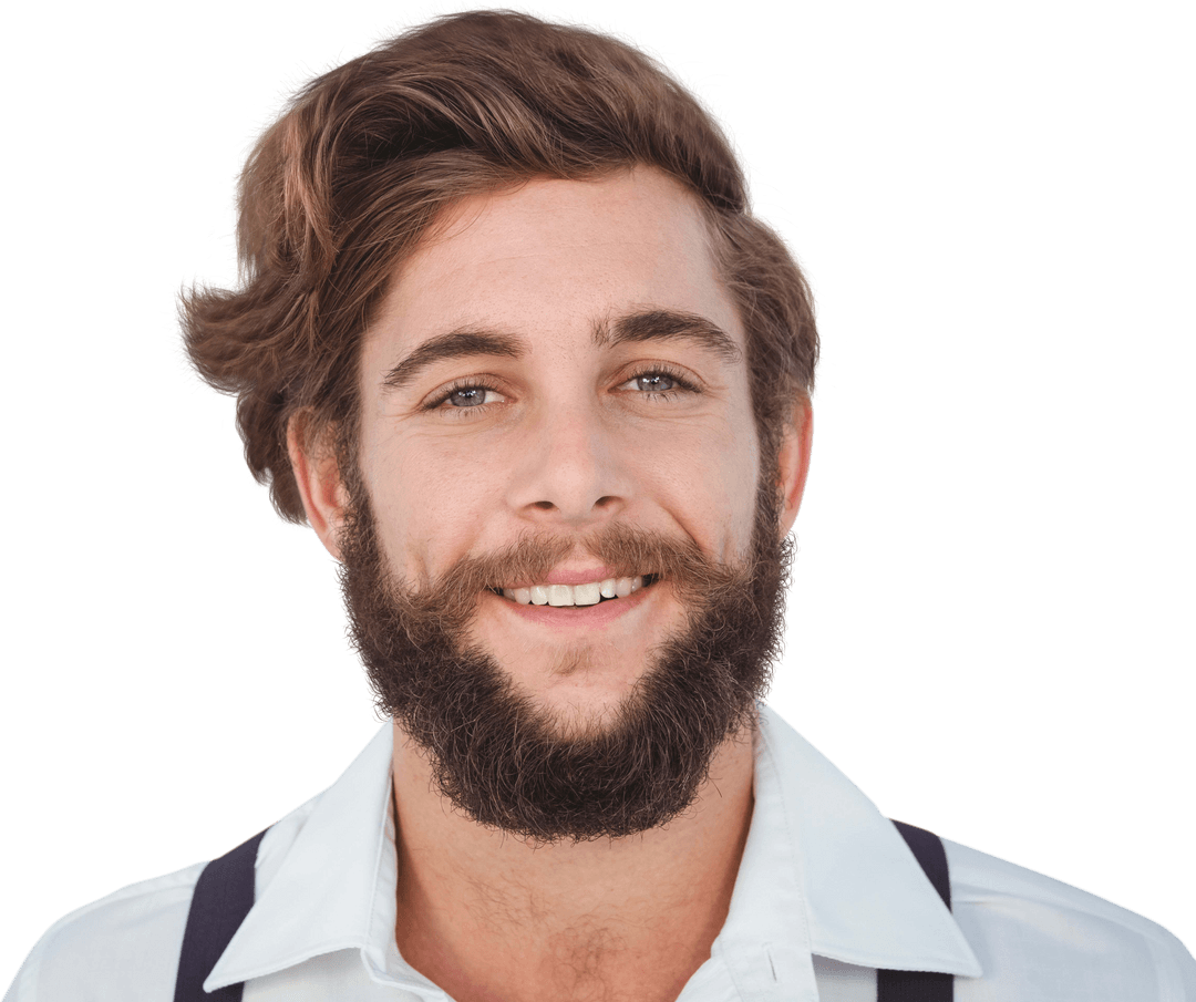 Transparent Smiling Hipster Man with Beard