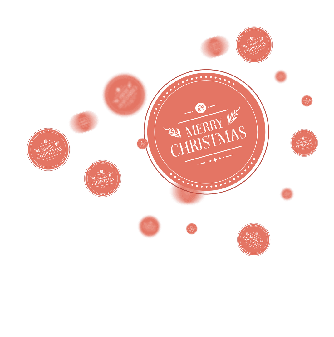 Merry Christmas Text on Transparent Background Abstract Design