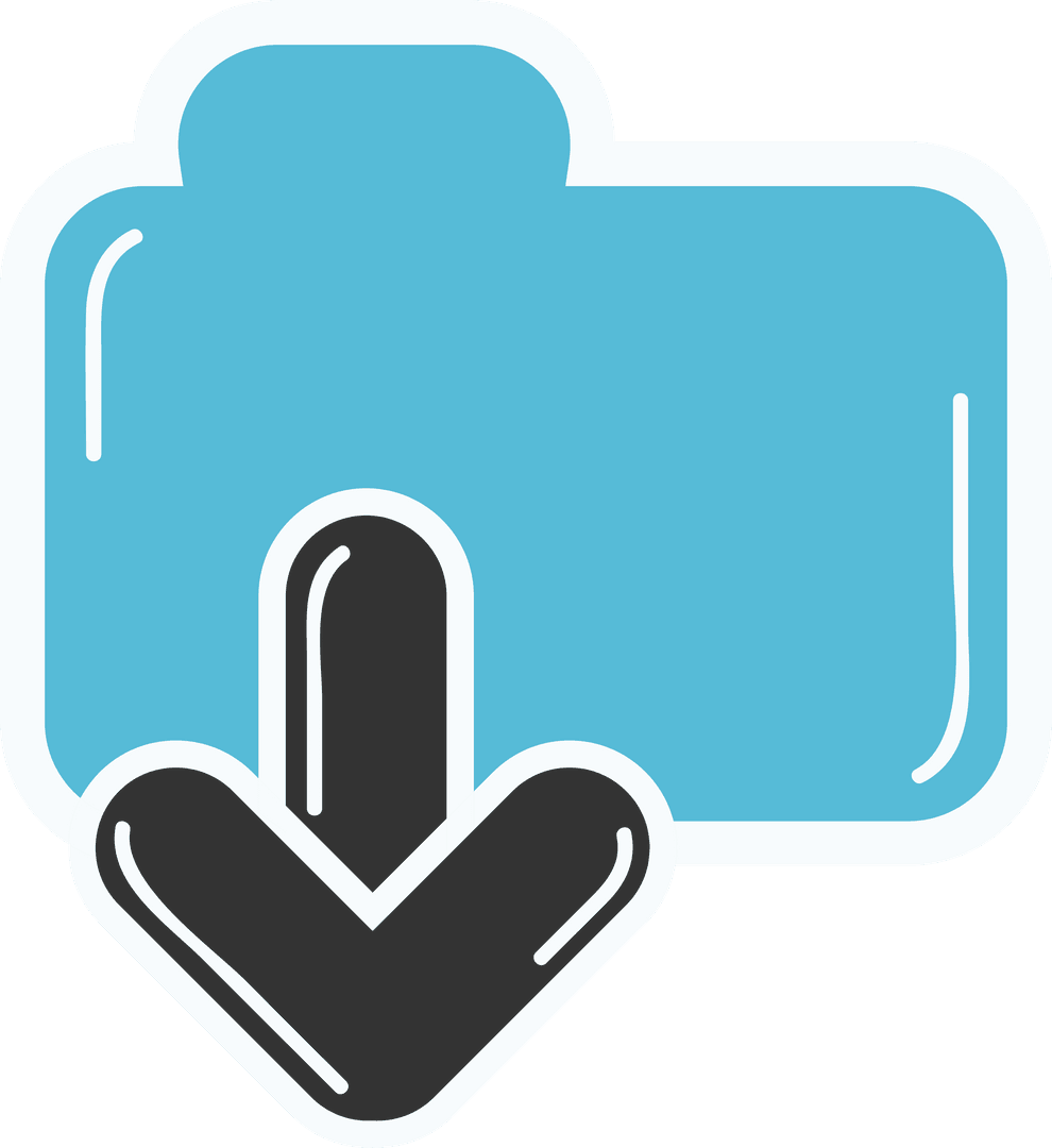 Transparent Blue Folder with Downward Arrow Icon