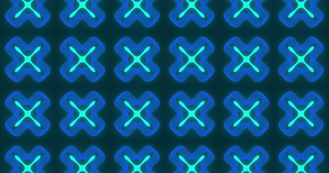 Seamless Loop of Glowing Neon Blue Kaleidoscope Patterns