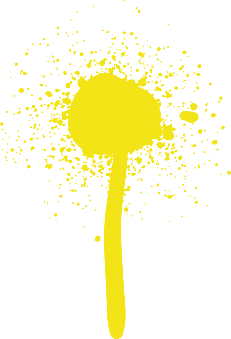 Yellow Paint Splatter Lollipop Shape on Transparent Background