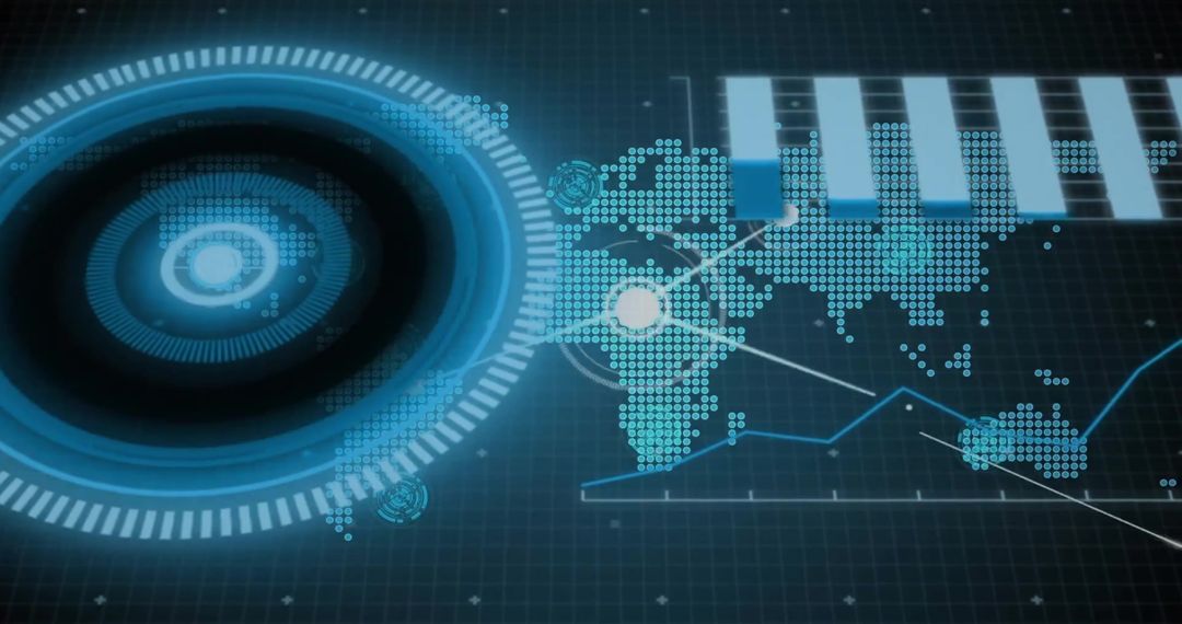 digital interface with circular scanner and global data visualization - Free Images, Stock Photos and Pictures on Pikwizard.com
