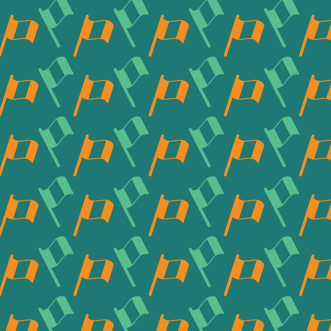 Seamless Pattern of Colorful Flags on Transparent Dark Green Background