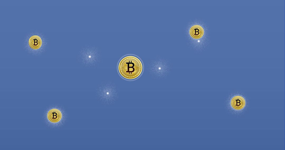 Gold Bitcoin Network on Blue Background