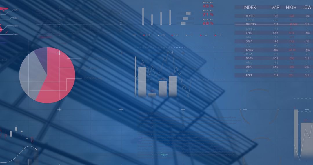 Futuristic Digital Interface with Financial Data Overlay