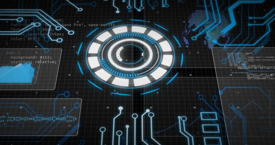 High-Tech Digital Interface with Circuitry and Scanner