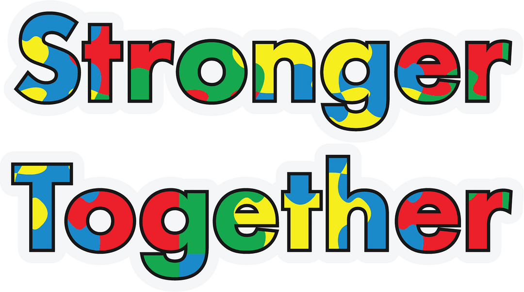 Colorful Stronger Together Text on Transparent Background