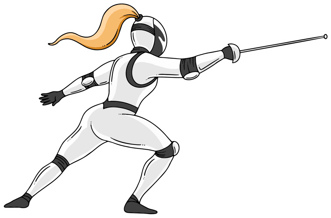Fencing Athlete in Action on Transparent Background
